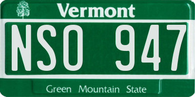 VT license plate NSO947