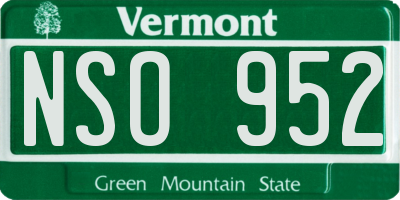 VT license plate NSO952
