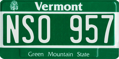 VT license plate NSO957