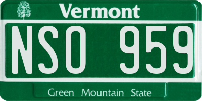 VT license plate NSO959
