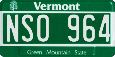 VT license plate NSO964