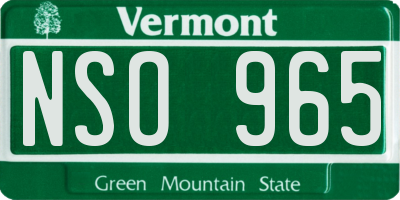 VT license plate NSO965