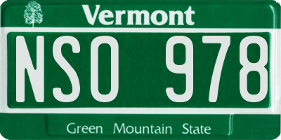 VT license plate NSO978