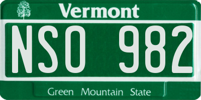 VT license plate NSO982
