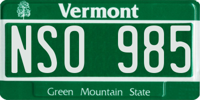 VT license plate NSO985