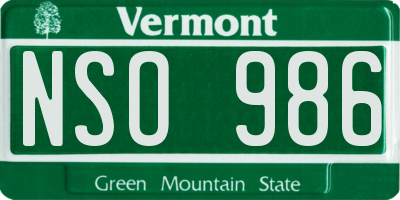 VT license plate NSO986