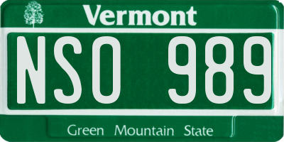 VT license plate NSO989