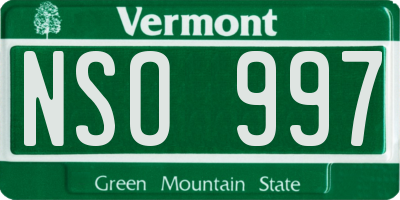 VT license plate NSO997