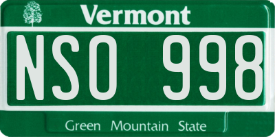 VT license plate NSO998