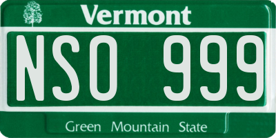 VT license plate NSO999