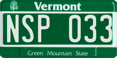 VT license plate NSP033