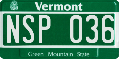 VT license plate NSP036