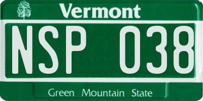 VT license plate NSP038