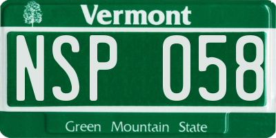 VT license plate NSP058
