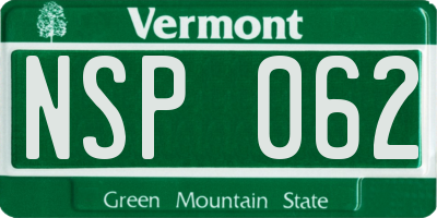 VT license plate NSP062