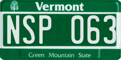 VT license plate NSP063