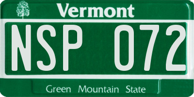 VT license plate NSP072