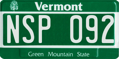 VT license plate NSP092