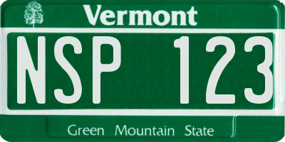 VT license plate NSP123