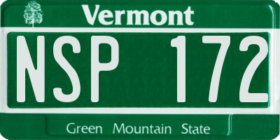 VT license plate NSP172