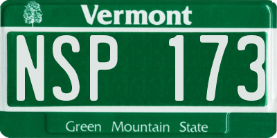 VT license plate NSP173