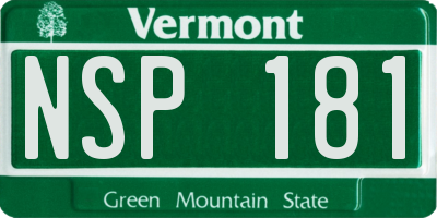 VT license plate NSP181