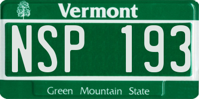 VT license plate NSP193