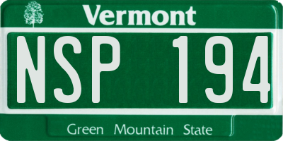 VT license plate NSP194