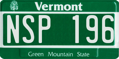 VT license plate NSP196
