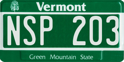 VT license plate NSP203