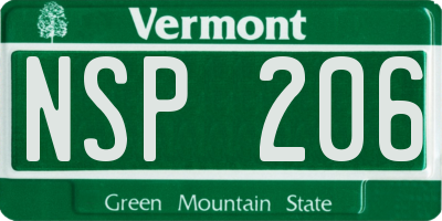 VT license plate NSP206