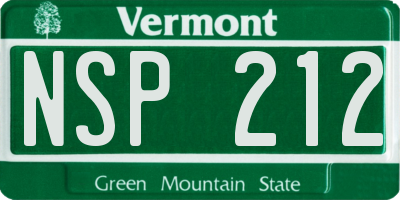 VT license plate NSP212