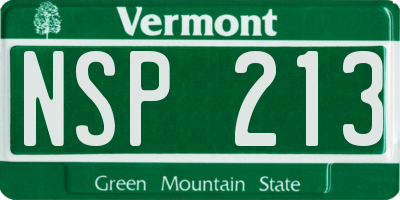 VT license plate NSP213