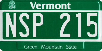 VT license plate NSP215