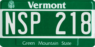 VT license plate NSP218