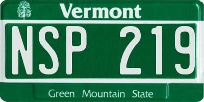 VT license plate NSP219