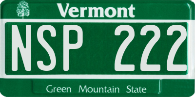 VT license plate NSP222