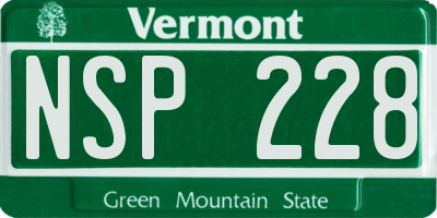 VT license plate NSP228