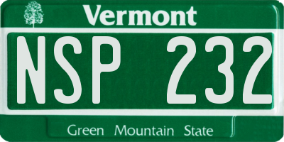 VT license plate NSP232