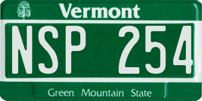 VT license plate NSP254