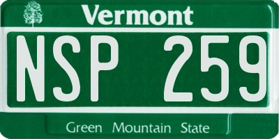VT license plate NSP259