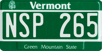 VT license plate NSP265