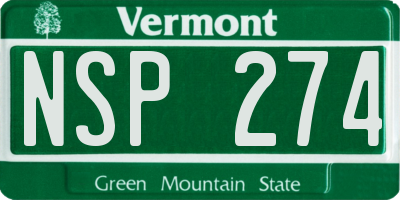 VT license plate NSP274