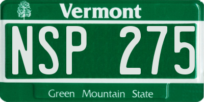 VT license plate NSP275