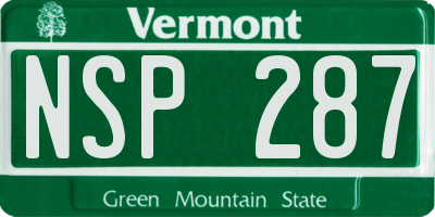 VT license plate NSP287