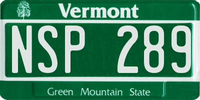 VT license plate NSP289