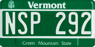 VT license plate NSP292