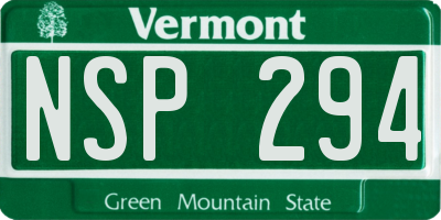 VT license plate NSP294