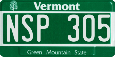 VT license plate NSP305