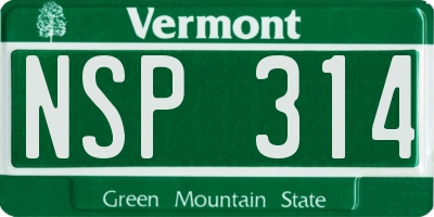 VT license plate NSP314